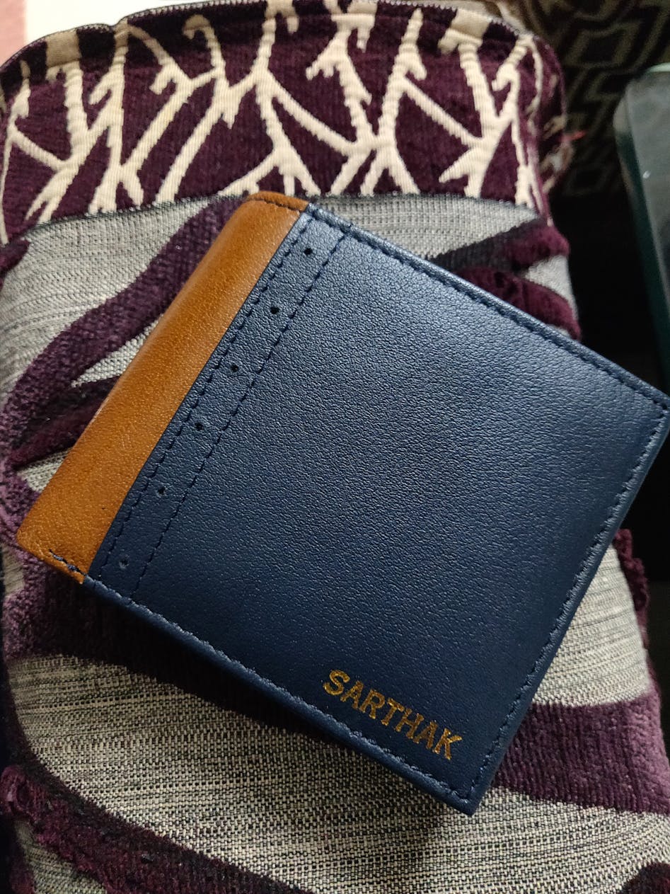 Buy Customised Deep Blue Men's Leather Wallet online in India