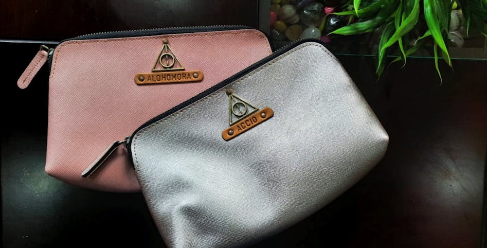 Personalized Rose Gold Vegan Leather Cosmetic Bag