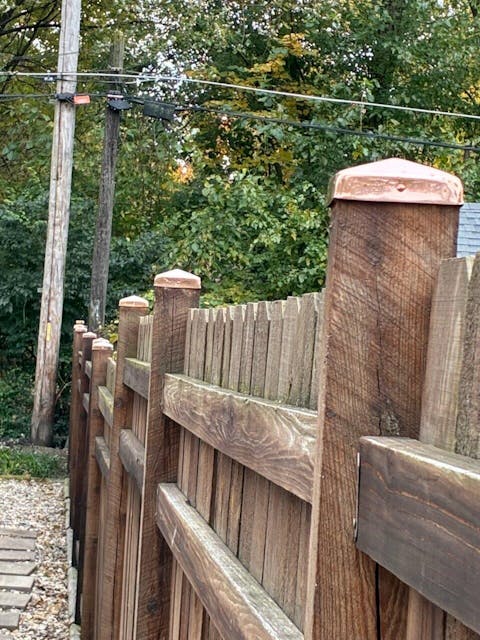 (4-1/8) Full 4x4 Copper Pyramid Fence Post Cap