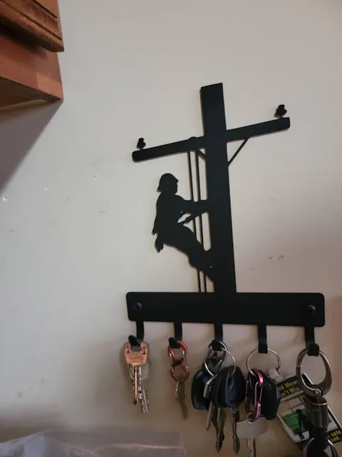 Lineman/ Lineworker Key Holder with 5 Hooks