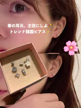 Spring-01 キュービックシルバーデイリーピアスセット