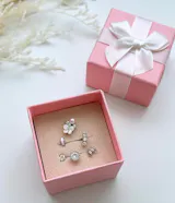 Spring-01 キュービックシルバーデイリーピアスセット