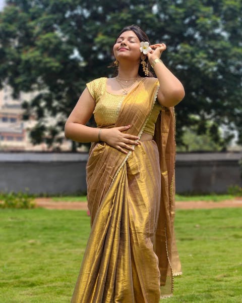Tejaswini - Copper Gold Zari Cotton Saree