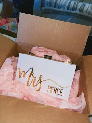 Acrylic Bridal Clutch for Mrs Bride Bachelorette Party Favors Honeymoon Bag Going out