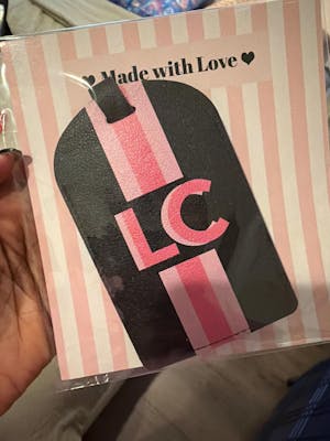 Personalized Shadow Monogram Vegan Leather Luggage Bag Tag in fun and colorful colors