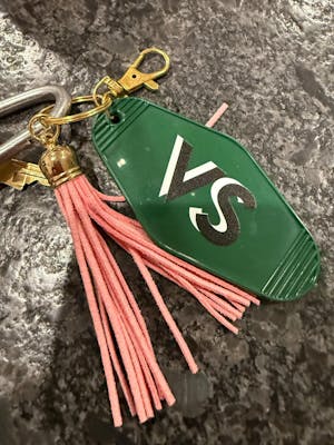 Personalized Shadow Monogram Retro Motel Keychain
