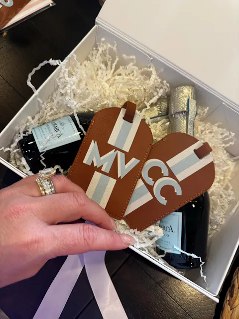 Personalized Shadow Monogram Vegan Leather Luggage Bag Tag Bridesmaid Gift Bachelorette Party Favors