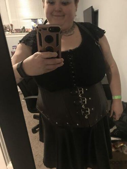 Leather Underbust Corset; Buckle Halter in Brown