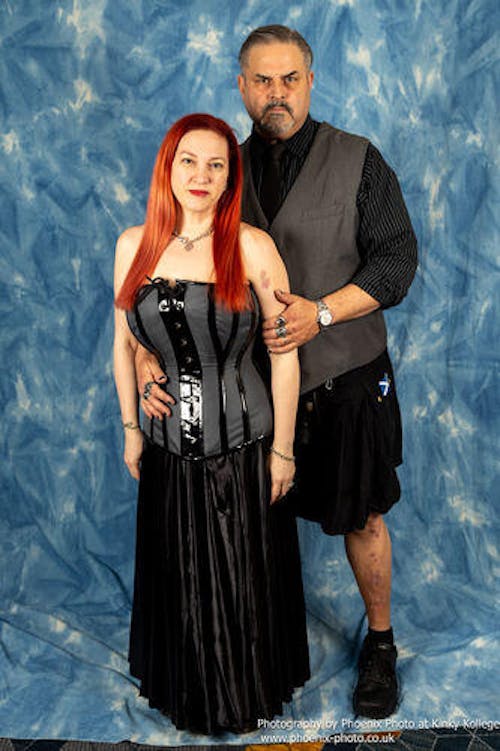 Silk Overbust Corset; Curvy Canvas in Grey with Black