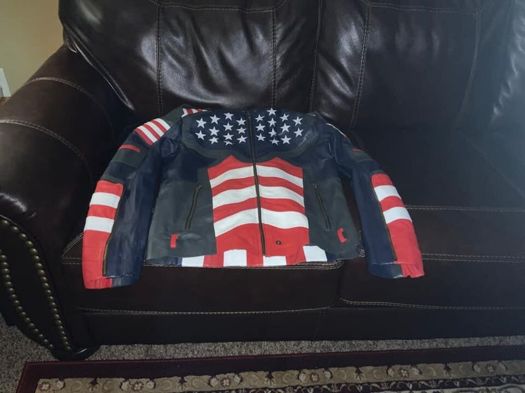 Mens Leather Jacket Inspired by American Flag USA Casual Motorcycle Zipper Coat With USA Flag Stitched Genuine Leather Jackets