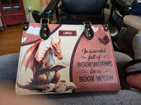In A World Full Of Bookworms Be A Book Wyrm HTRZ20111053BM Leather Bag