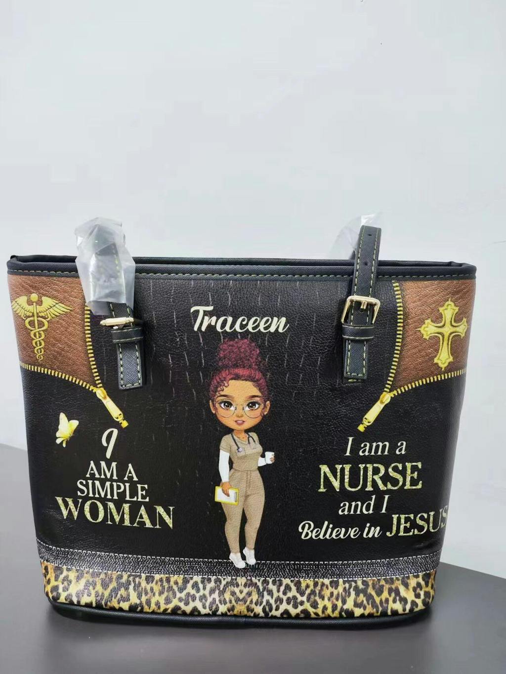 A Simple Nurse - Personalized Custom Nurse Leather Tote Bag