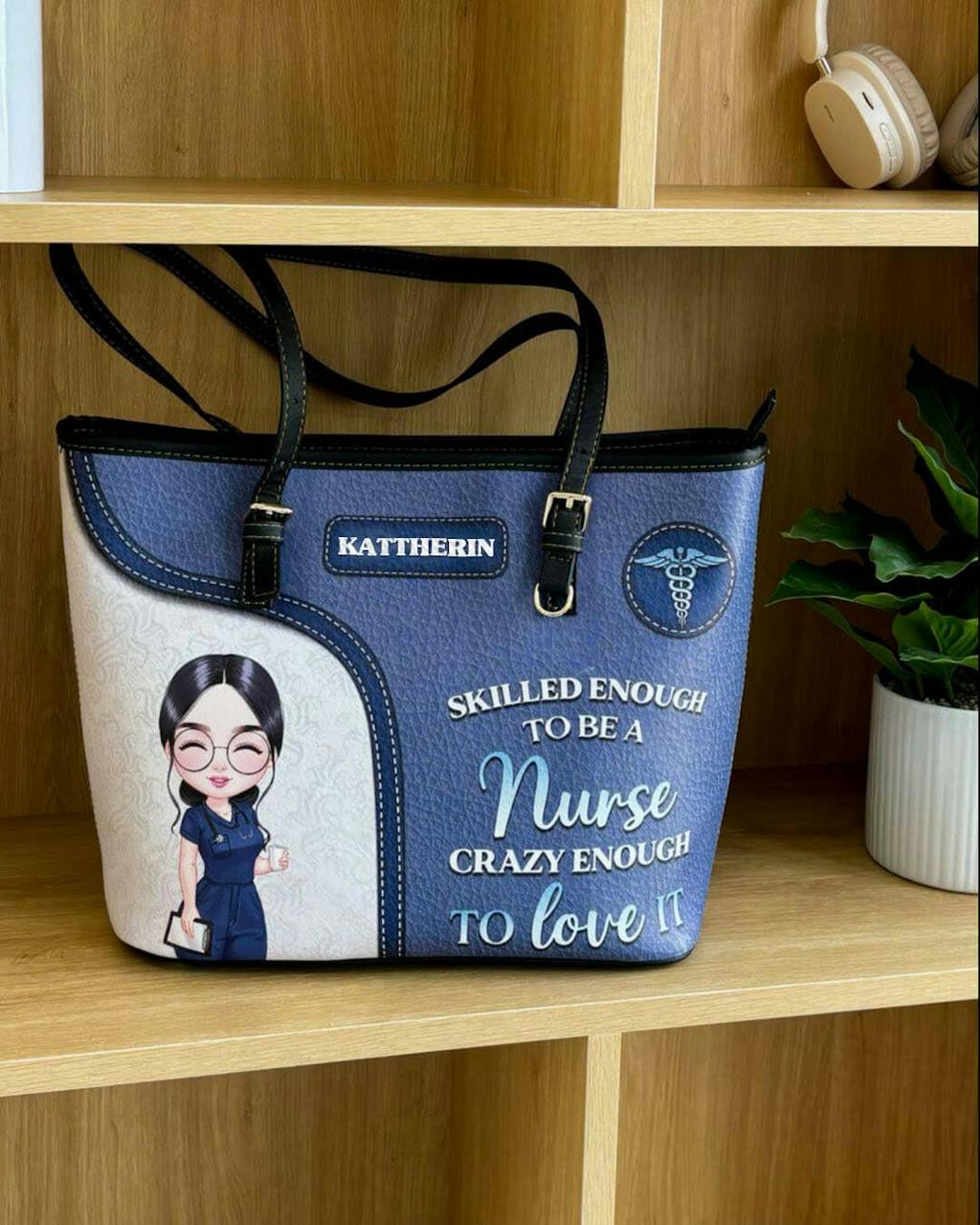 Nurse Skilled Enough - Personalized Custom Nurse Leather Tote Bag