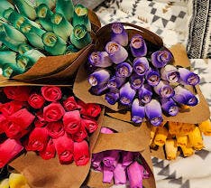 Pink Half Open Roses 6-Pack – The Original Wooden Rose