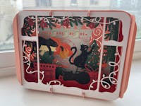 Christmas Holiday Night with Cats 3D Pop Up Greeting Card