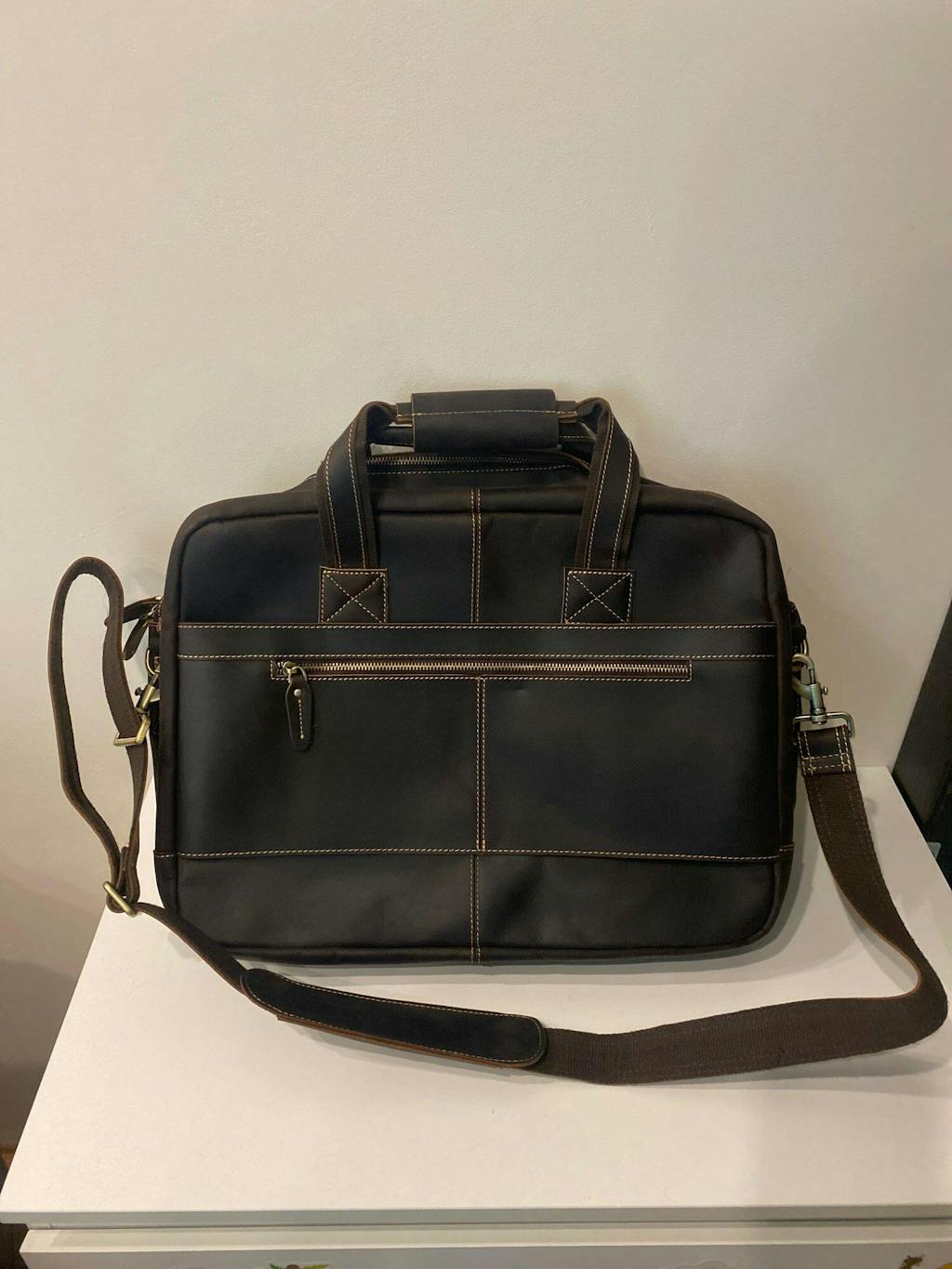 The Briefcase Men's Leather Work Bag for 17 Inch Laptops The Real