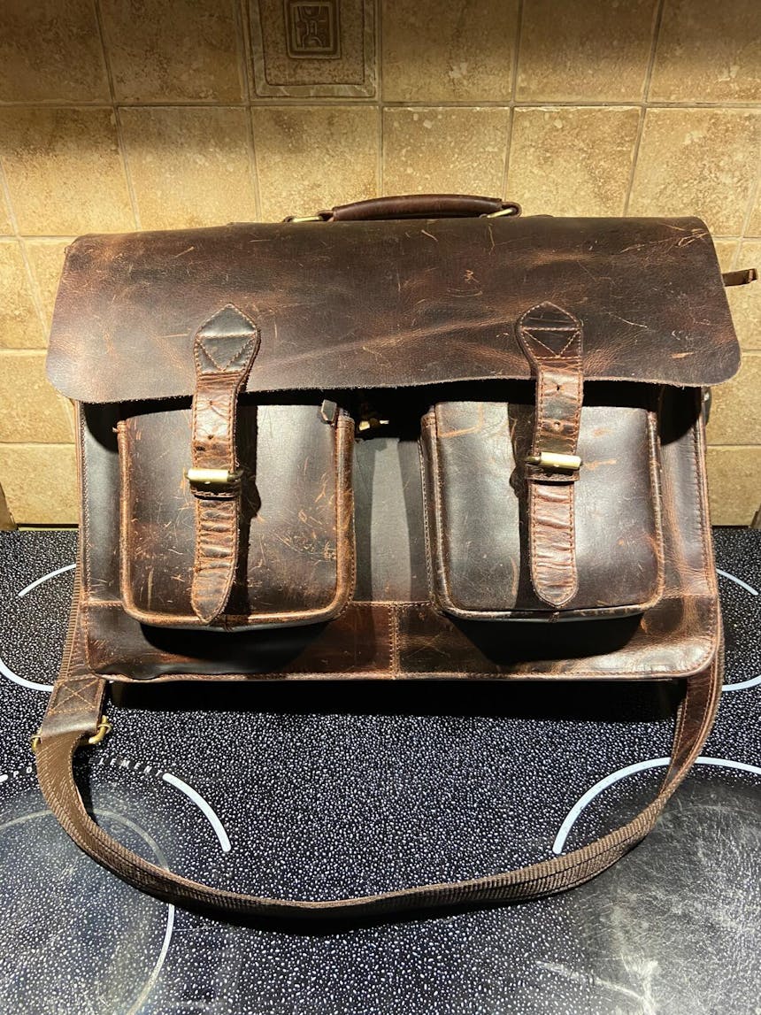 Buffalo Leather Messenger Bag For Men Distressed Full Grain Laptop