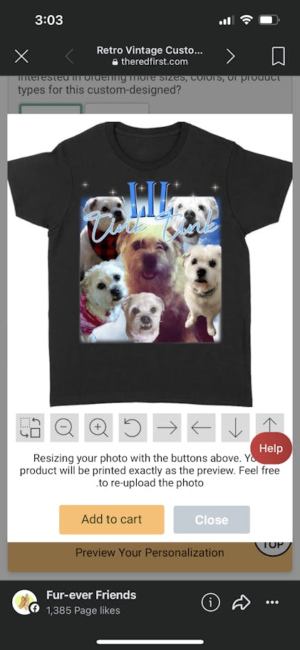 TheRedFirst Live Preview Custom Bootleg Shirt, Personalized with Your Own Pets Photo Basic Tee / Dark Heather / 2XL