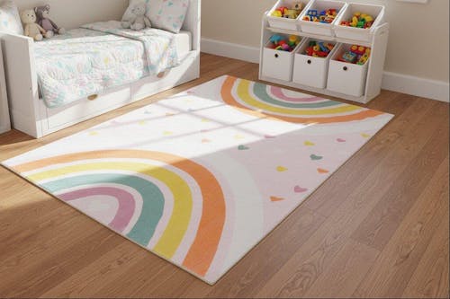 Anky Rainbow Pink Handmade Kids Nursery Plush Soft Rug