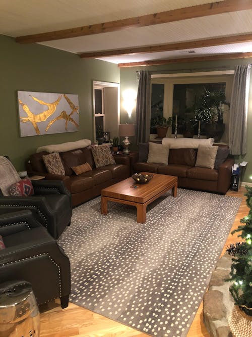 Antelope Rug Handmade Wool Animal Print Gray