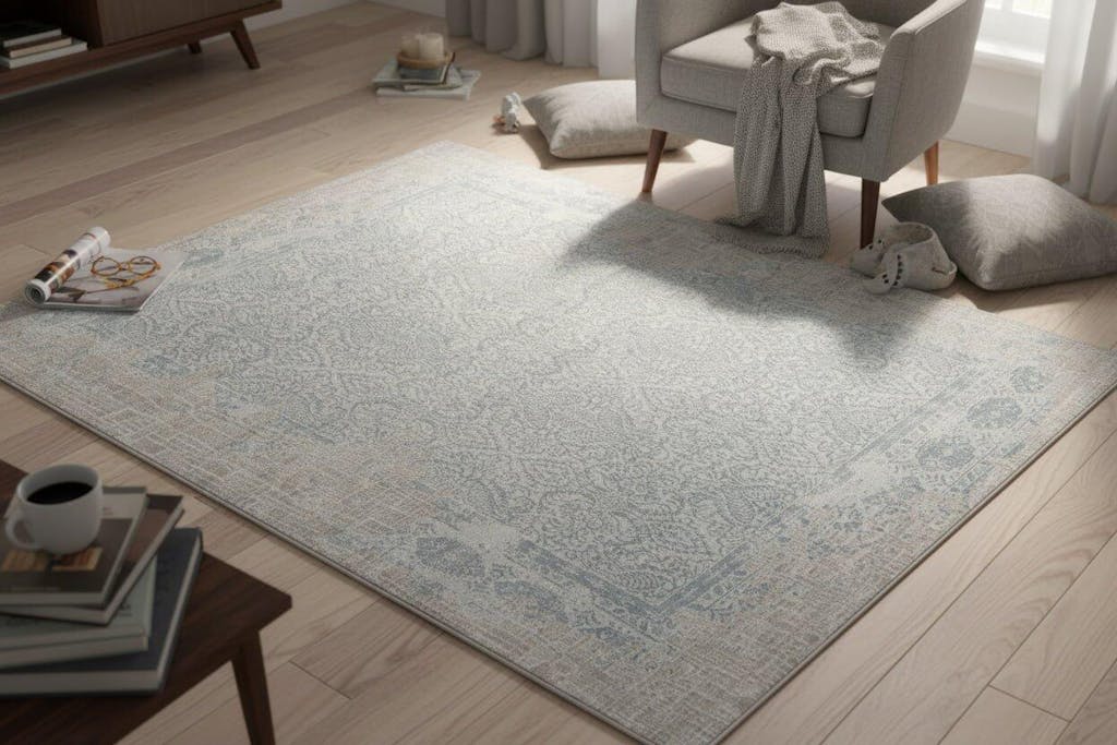 Daman Handmade Abstract Loom Knotted Hand Woven Silk Like Wool Viscose Beige Blue Rug