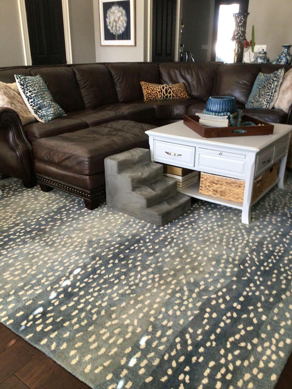 Antelope Rug Handmade Wool Animal Print Blue