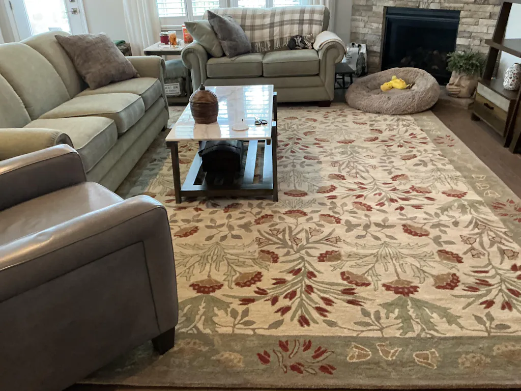 Handmade Wool Rug Floral Beige Persian Tufted Living Room Rug Adeline Rug
