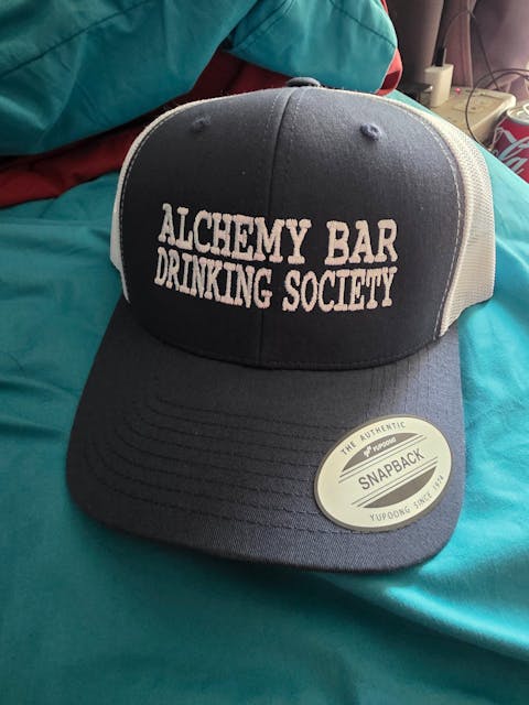 Alchemy Bar Drinking Society Embroidered Logo Snapback Trucker Cap