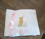 Personalized Classic Pooh Bear Meadow & Butterfly Baby Quilt | Custom Name Heirloom Blanket