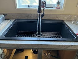 Karran 33" Drop In/Topmount Quartz Composite Workstation Kitchen Sink with Accessories, Black, QTWS-875-BL