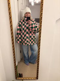 Checkerboard fleece - pink/green
