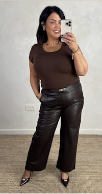 Davina faux leather trouser - chocolate
