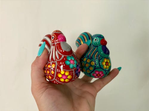 Set of 2 Chicken Salt and Pepper Shakers | Mexican Hand-Painted Guerrero Pottery