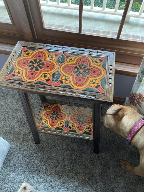 Talavera Tile End Table | Handmade Mexican Wood Accent Furniture