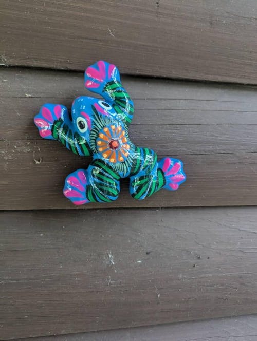 Colorful Talavera Frog Figurine | Hand-Painted Mexican Wall Art