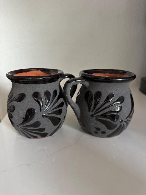 Black Talavera Jarrito Mug | Handmade Mexican Clay Coffee Cup
