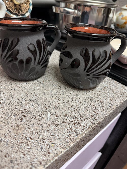Black Talavera Jarrito Mug | Handmade Mexican Clay Coffee Cup
