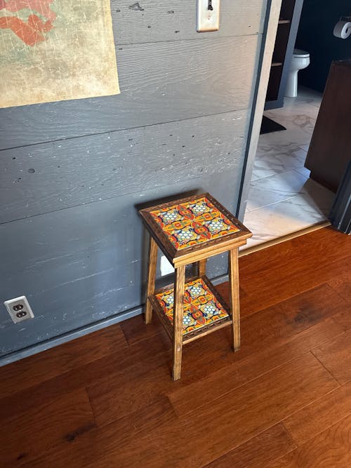 Square Talavera Tile End Table | Handmade Mexican Wood Accent Table