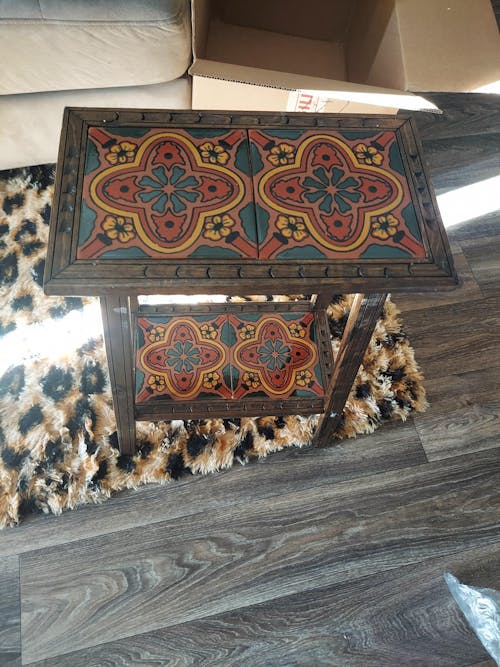 Talavera Tile End Table | Handmade Mexican Wood Accent Furniture