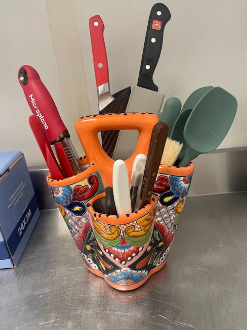 Talavera Utensil Holder | Hand-Painted Mexican Kitchen Organizer