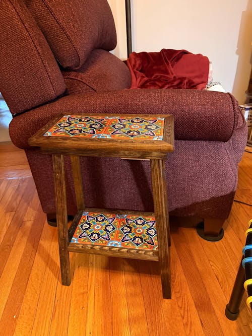 Talavera Tile End Table | Handmade Mexican Wood Accent Furniture