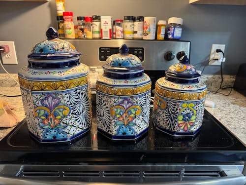 Talavera Canister Set | Colorful Handcrafted Mexican Kitchen Jars