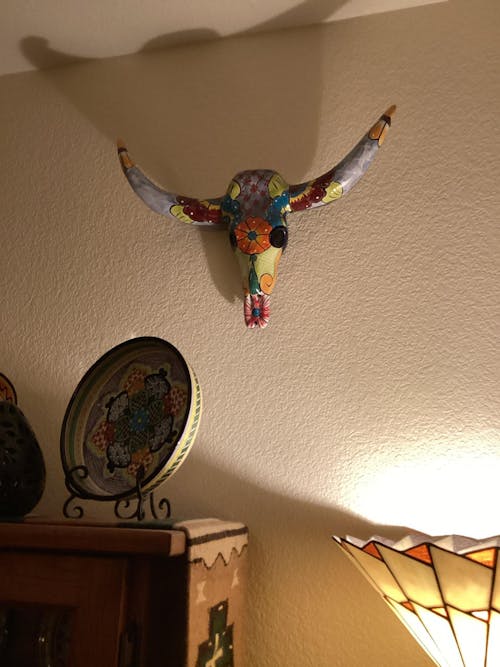 Talavera Longhorn Wall Decor | Handcrafted Mexican Bull Skull Art