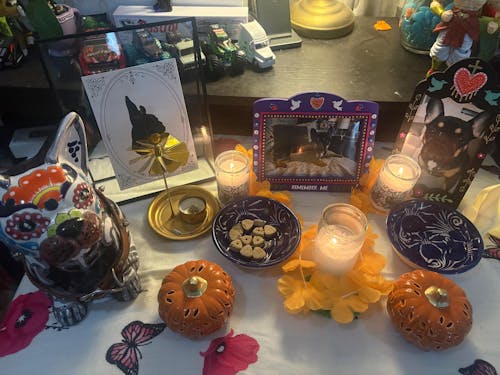 Talavera French Bulldog Statue | Day of the Dead Mexican Decor