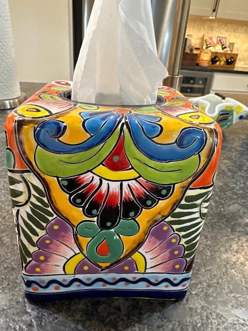 Talavera Tissue Box Cover | Colorful Hand-Painted Bathroom Decor