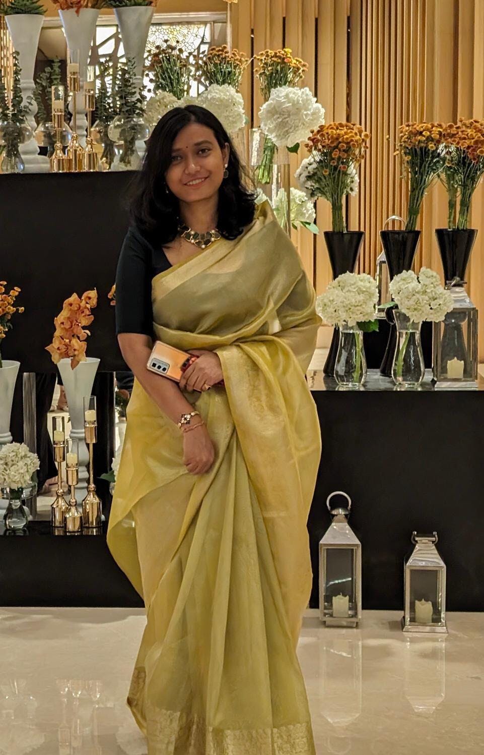 Buy Jahnvi Kapoor Inspired Golden Tissue Silk Saree at Theuseeshop ...