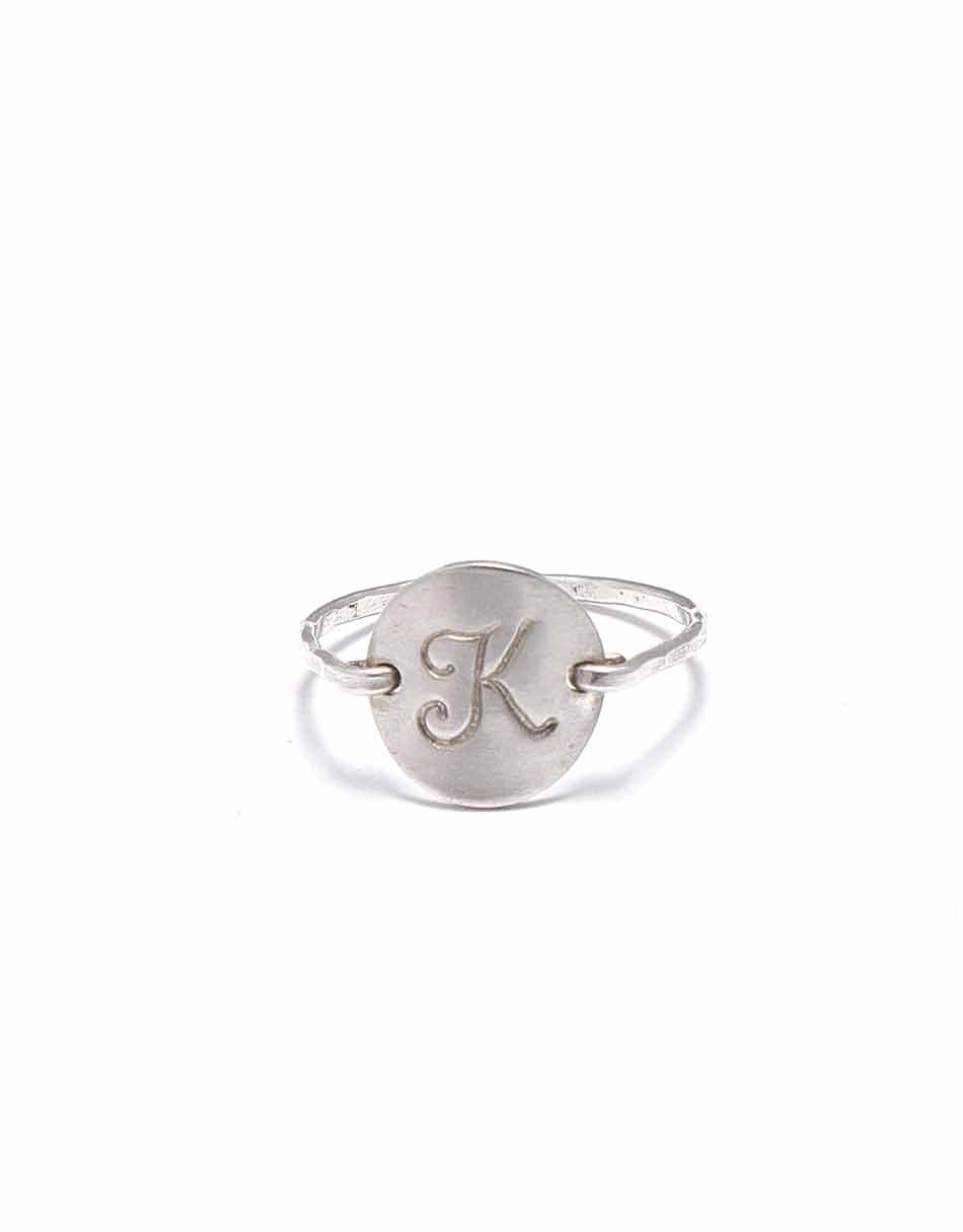 Silver stop writing key chain ring Initial Letter monogram charm pendants 
