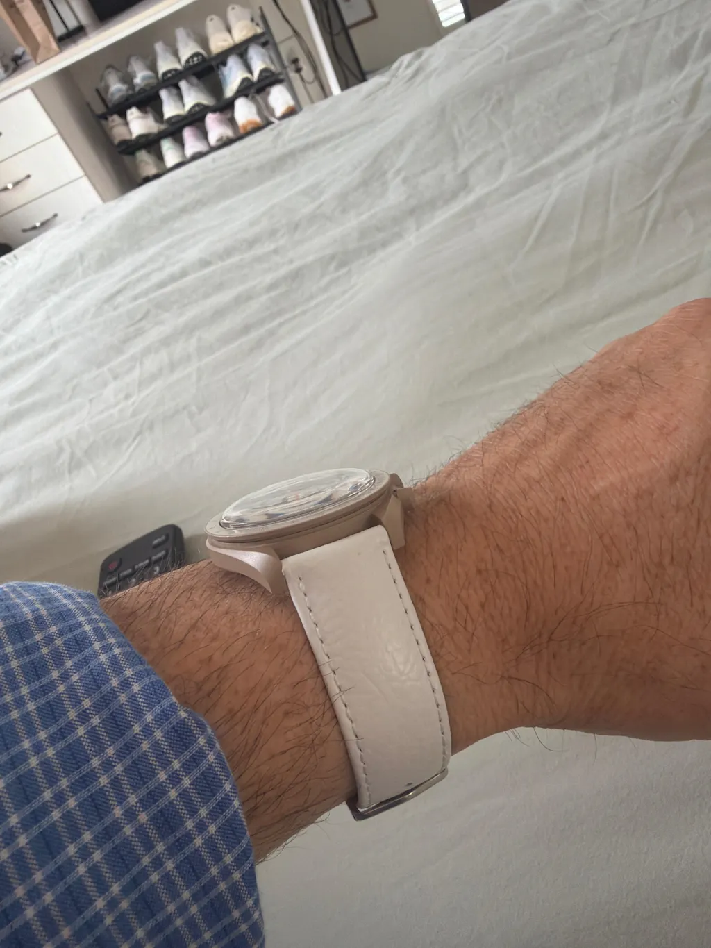 Hirsch KANSAS Buffalo Embossed Calf Leather in WHITE