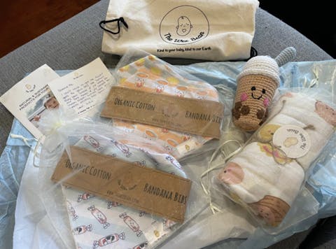 Organic Cotton Bandana Bibs 2pcs Set - Milk Tea + Egg Tart Combo