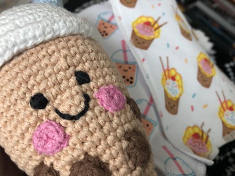 Boba Tea Crochet Rattle Doll